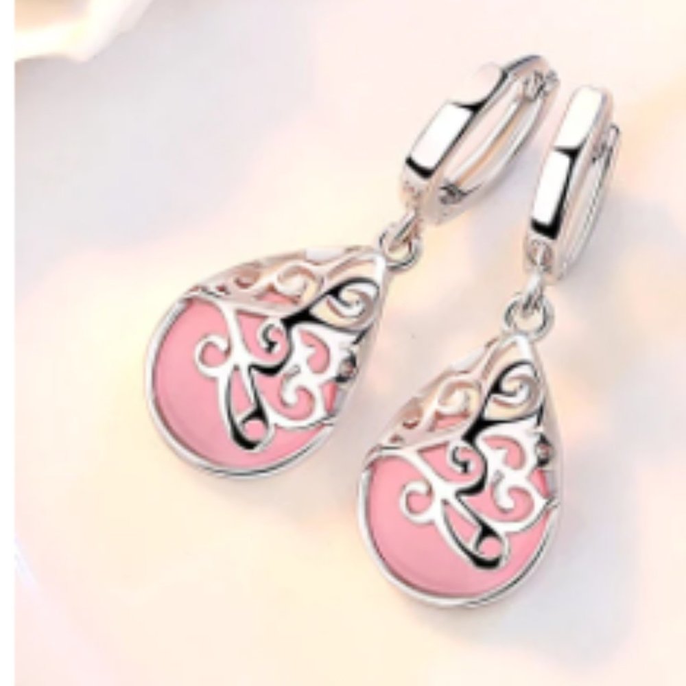 Opal Stone Flower Silver Ladies Stud Earrings Original Jewelry For